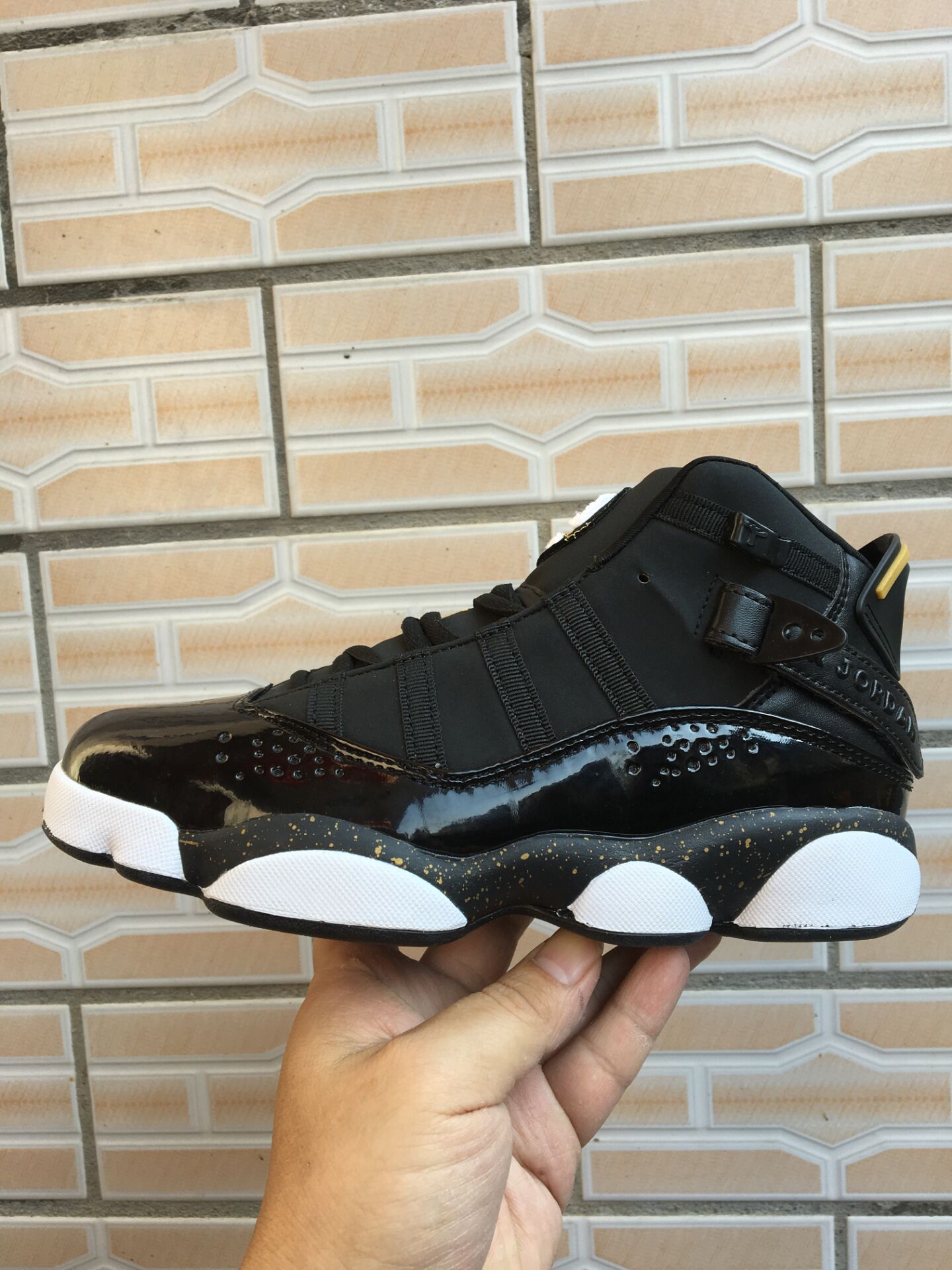 Women Air Jordan Six Rings Black White Yellow - Click Image to Close